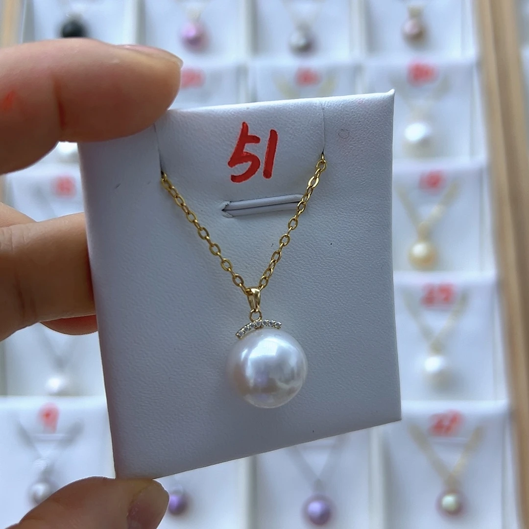 吊坠(不含链)18K金镶嵌淡水珍珠13-14mm