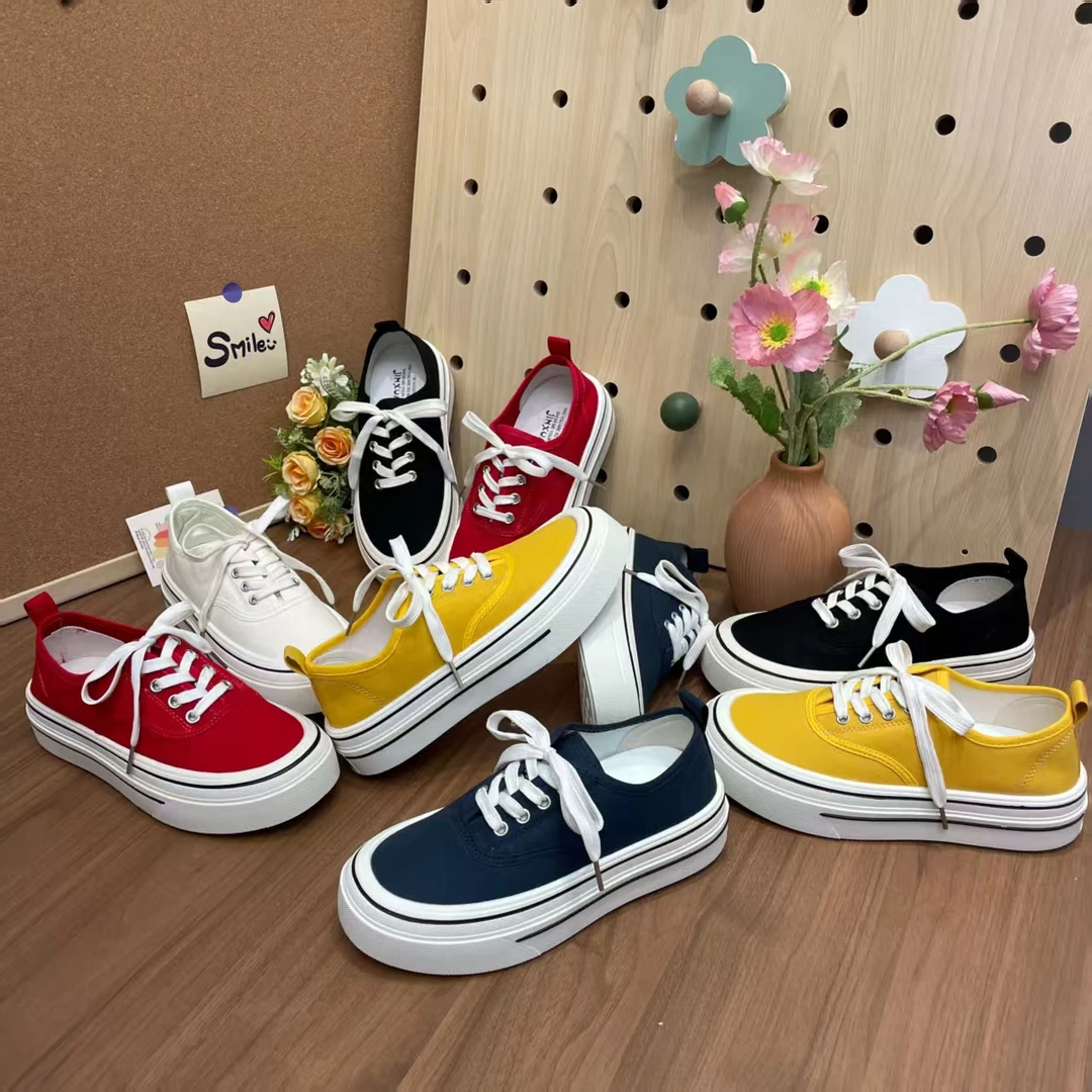 辰小六【厚底系带帆布鞋】新款休闲女鞋时尚圆头百搭板鞋【C.Y】