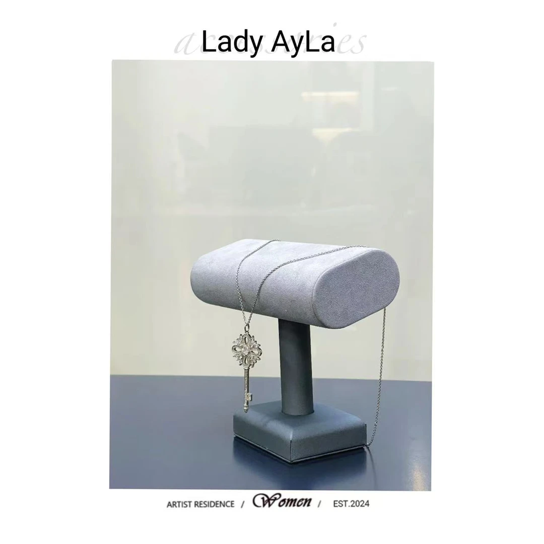 坠链均925银合成锆石 【艾拉饰品】T轻奢时尚满钻百搭钥匙项链AL129