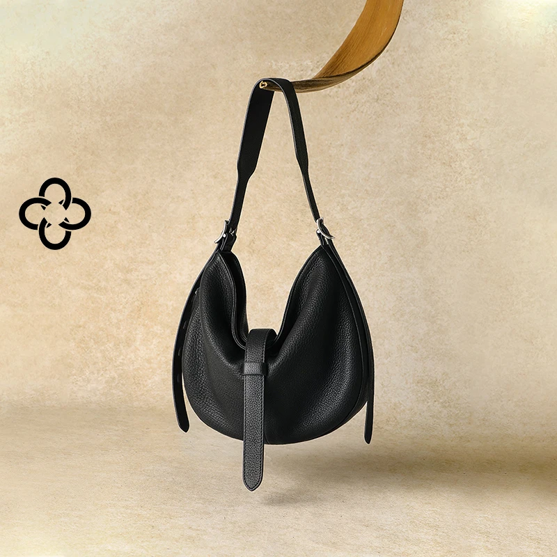 CASSILE卡思乐腋下包2025新款高级鹿皮柔软弹性单肩包半月包独特