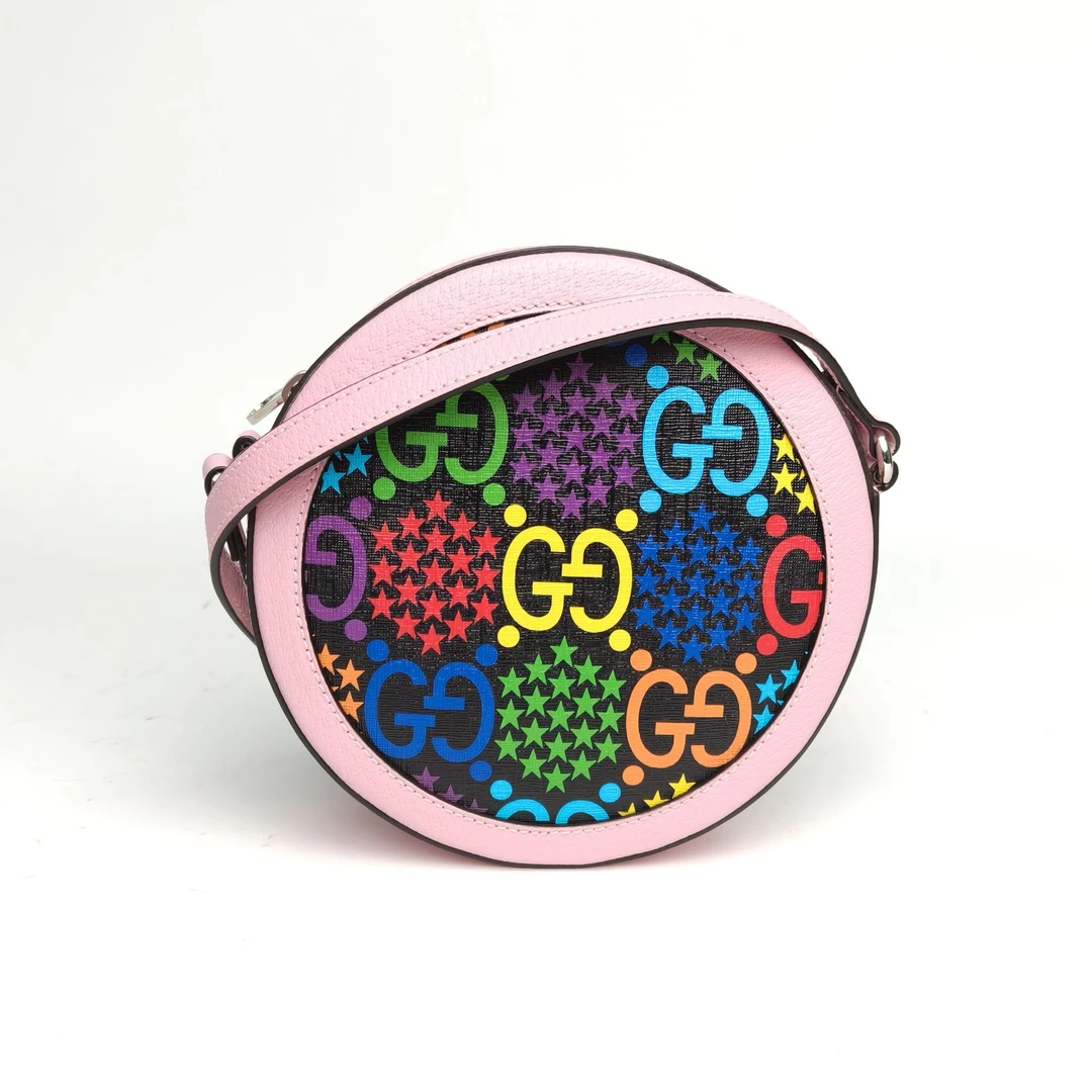 99新 GUCCI/古驰 小花Jerry活动 彩色 Ophidia系列 圆饼包 斜挎包