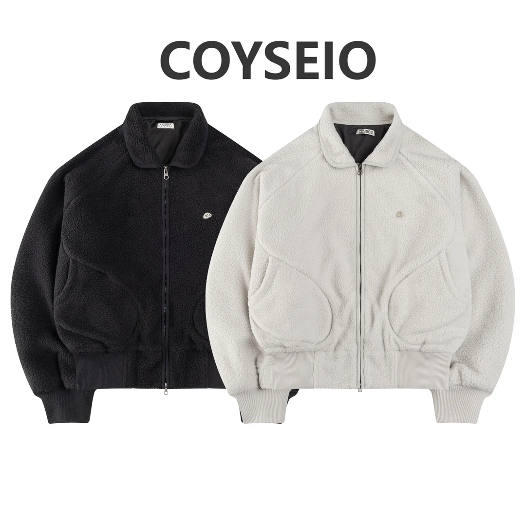 coyseio 韩国小众摇粒绒翻领甜美韩系风夹克外套 hanni同款上衣