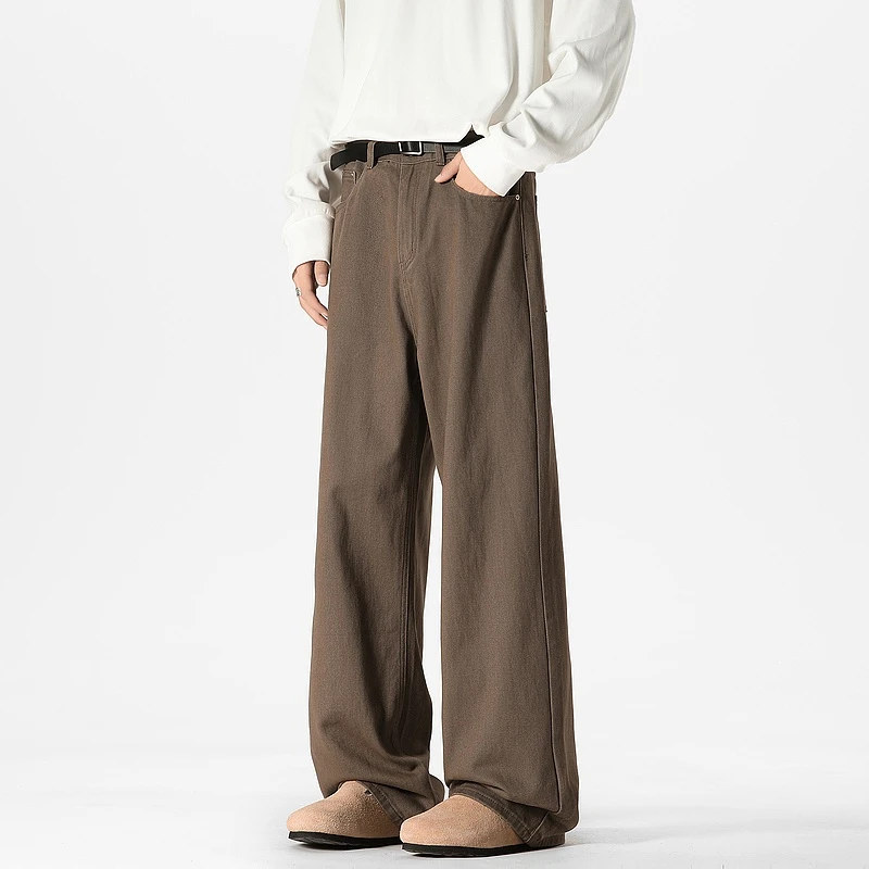 悟空有货潮牌美式cleanfit直筒牛仔裤男复古宽松阔腿百搭拖地长裤