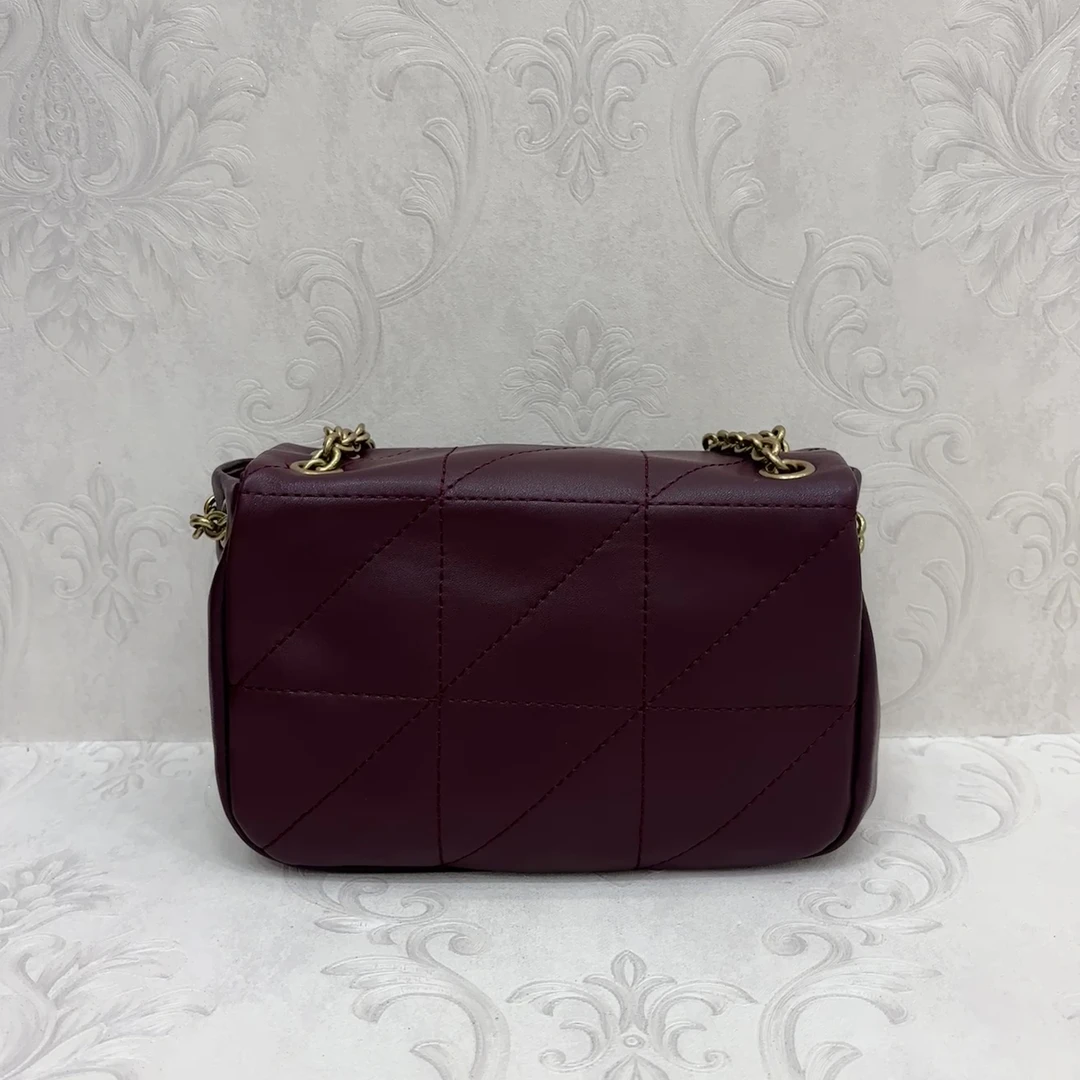 Laugh Queen手工打造真皮女士新款包0361-1珍米 红黑棕 小号 20cm