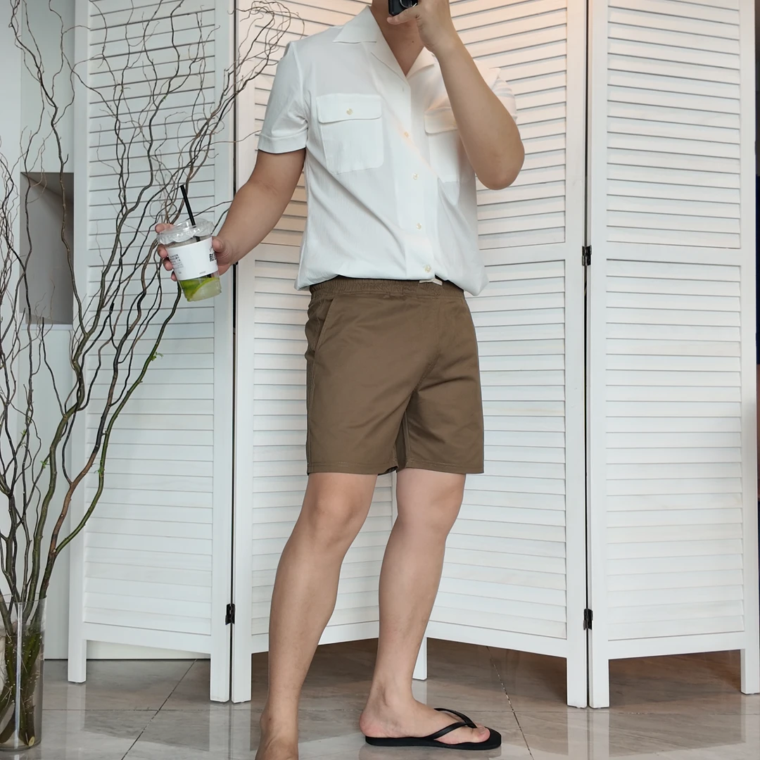 M159夏季纯棉三分短裤老钱风男女同款松紧腰情侣休闲运动男士透气