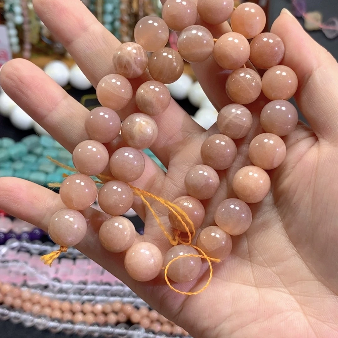 彩****未镶嵌玛瑙/玉髓珠宝半成品太阳石一条卡12mm