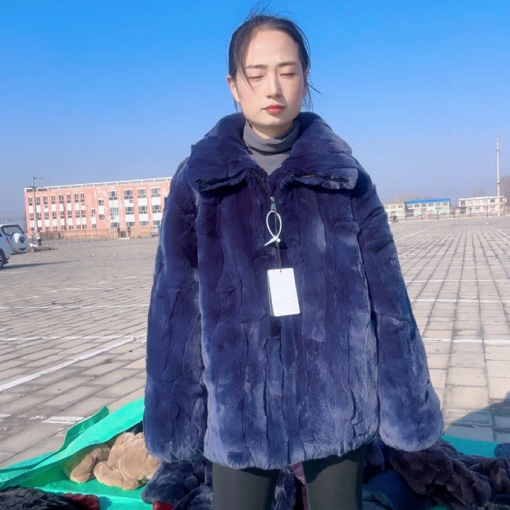 荷*藏蓝色短款立领xl