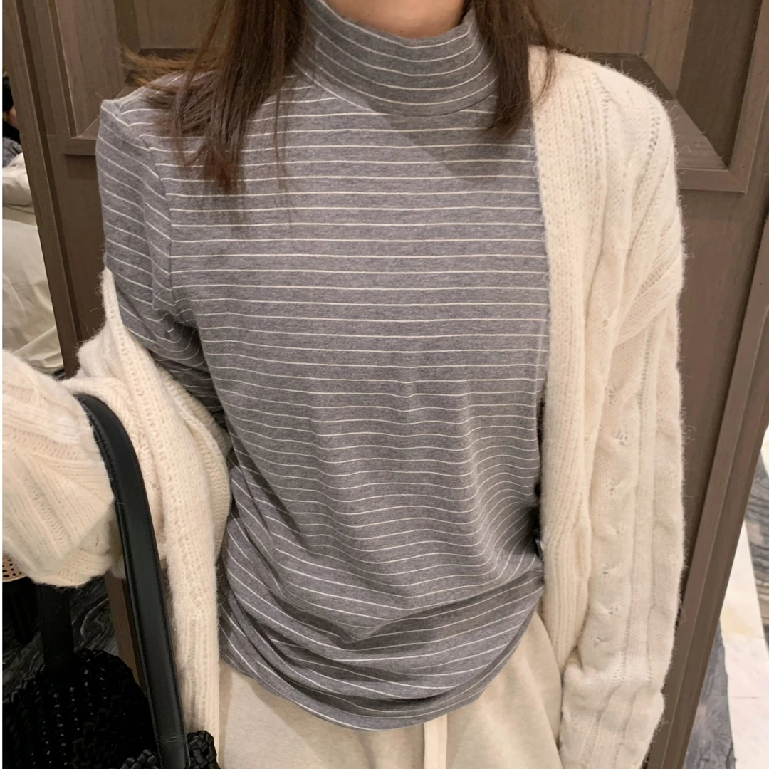 漫姐的店【条纹艺术展】韩系百搭气质慵懒风条纹上衣显瘦保暖T恤