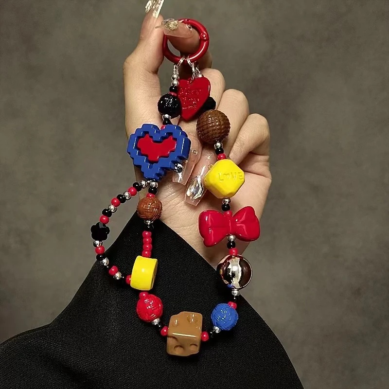 Z71 爱心芭挂绳链积木红色爱心挂链+卡片