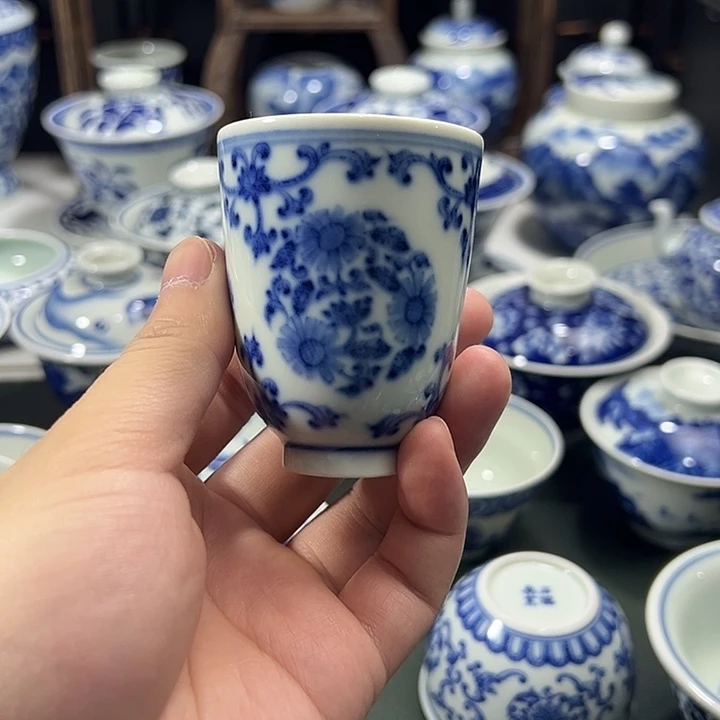 微瑕柴窑点工团菊闻香杯