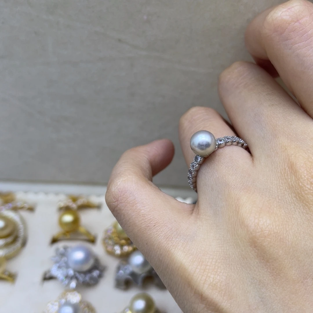 海水珍珠戒指银S925镶嵌
