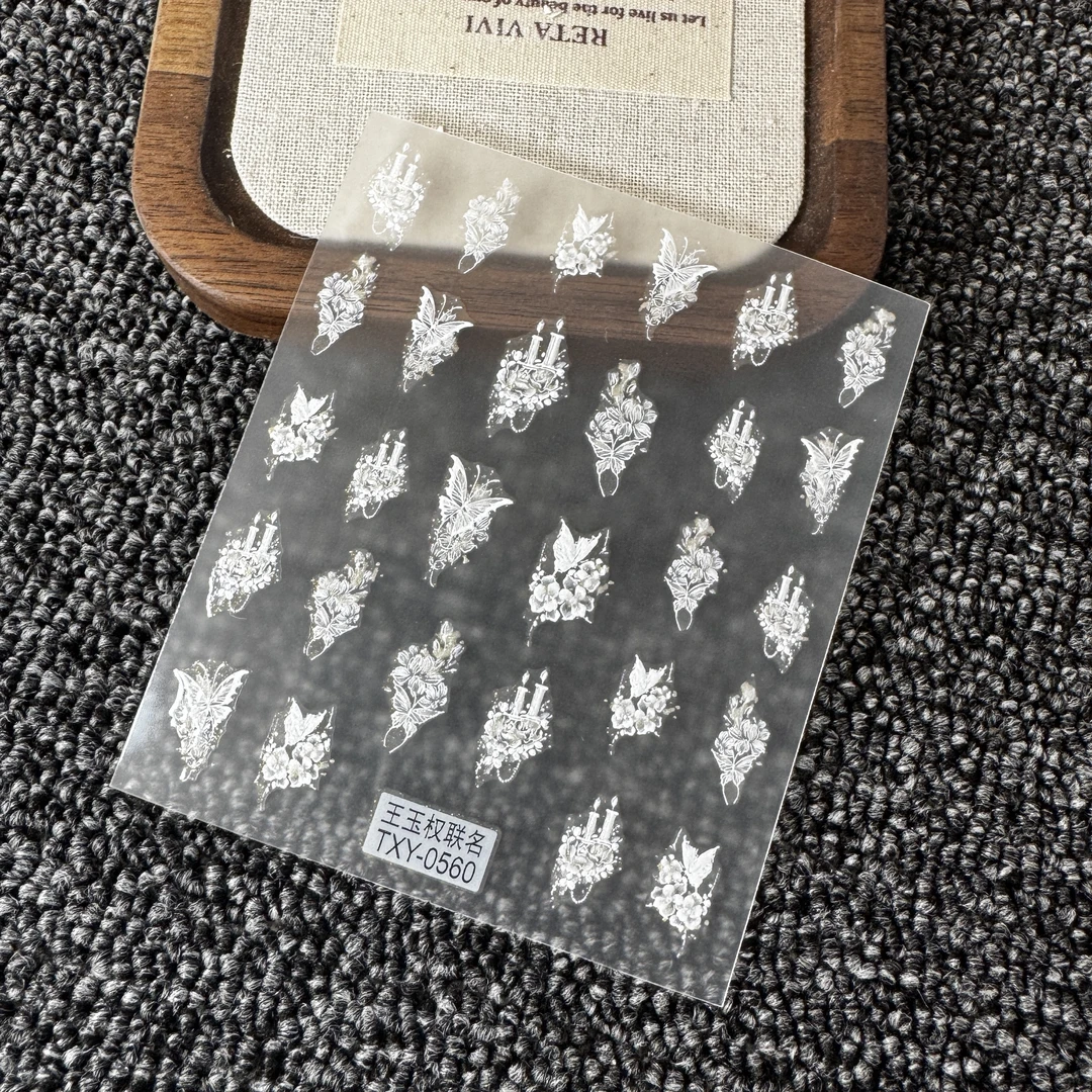 【5张TXY-0560】田小样-王玉权联名美甲贴纸女款白色小熊可爱日系磨