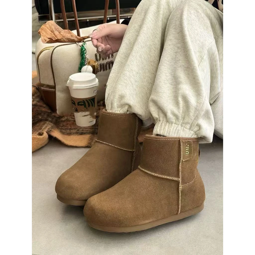 C1591 卡其绿  冬季女士高帮保暖厚绒雪地靴