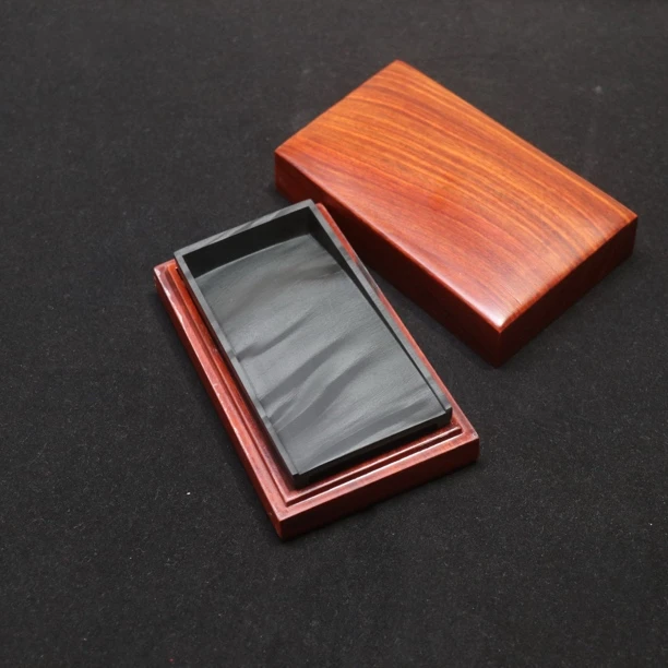 眉纹下坑唐眉迷你宋式抄手长方素池歙砚8.9×4.7-5.1×1.6cm