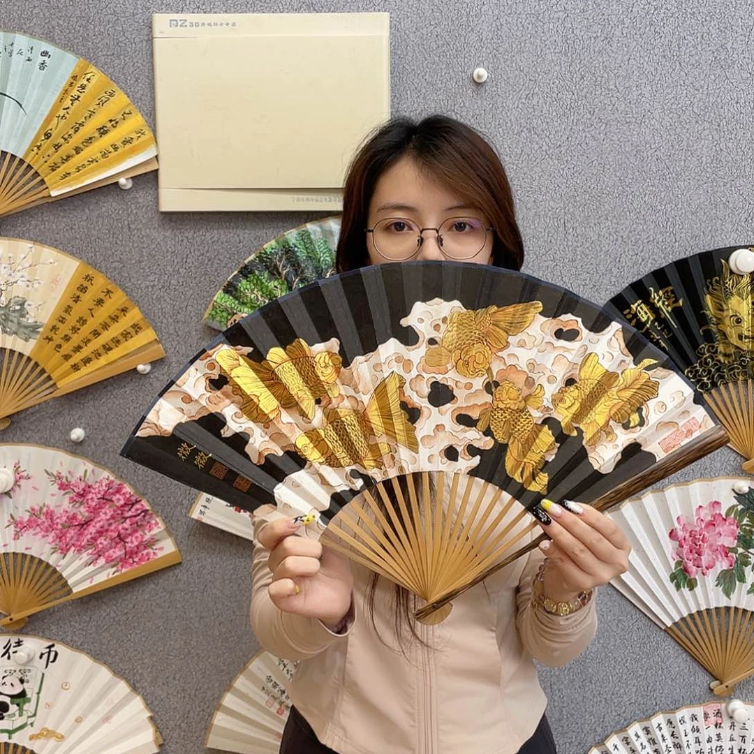 书法95寸纯手绘-文玩扇骨（默认粘好）