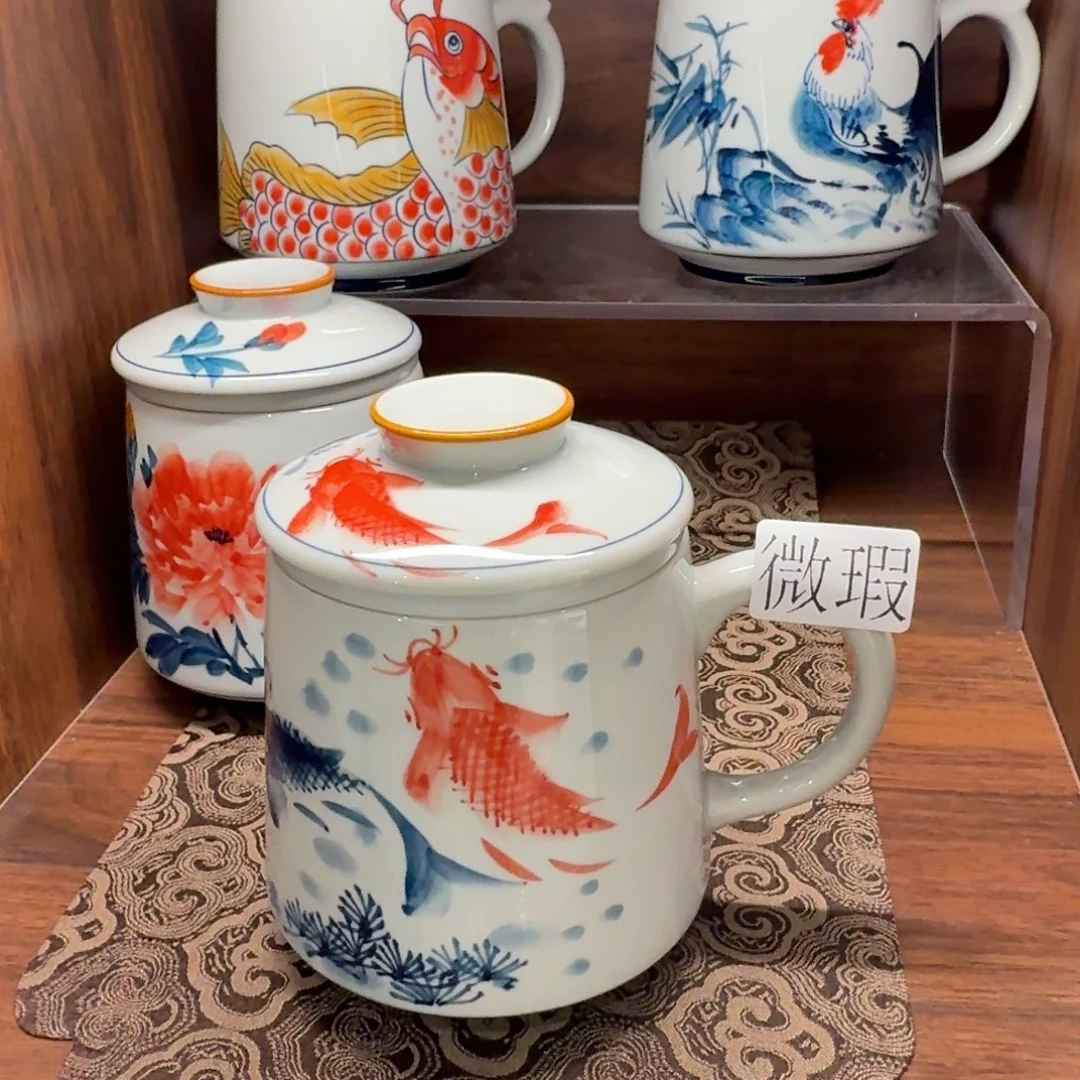 釉下手绘茶具微瑕