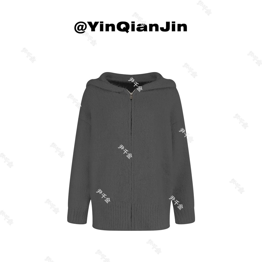尹千金11【奶油团子】冬季奶奶呼高克重外套针织连帽开衫S100801