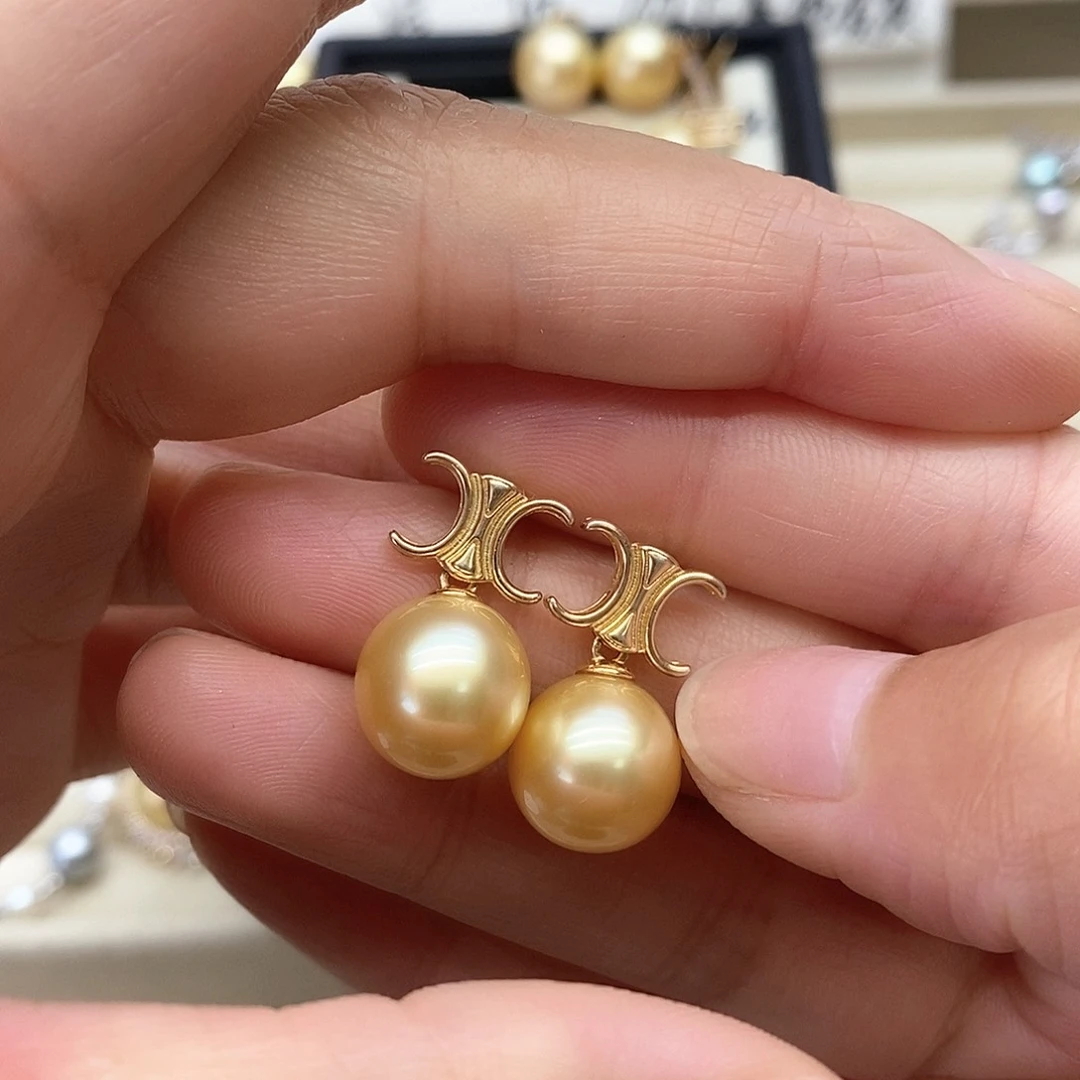 银S925镶嵌海水珍珠耳饰