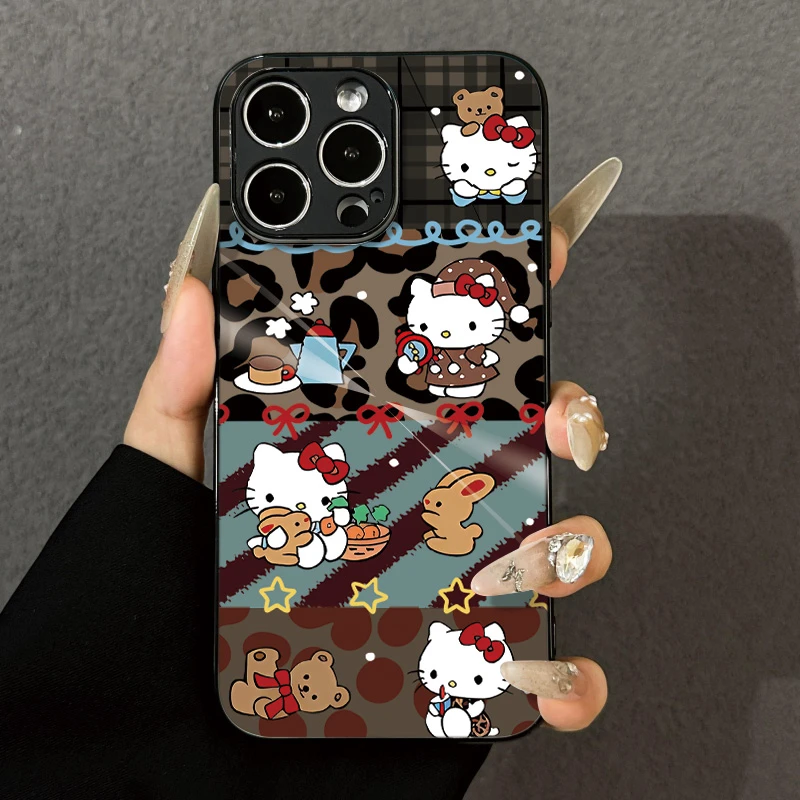 高级极光纹适用于苹果17手机壳豹纹凯蒂喵苹果16/15/14/13/12电镀