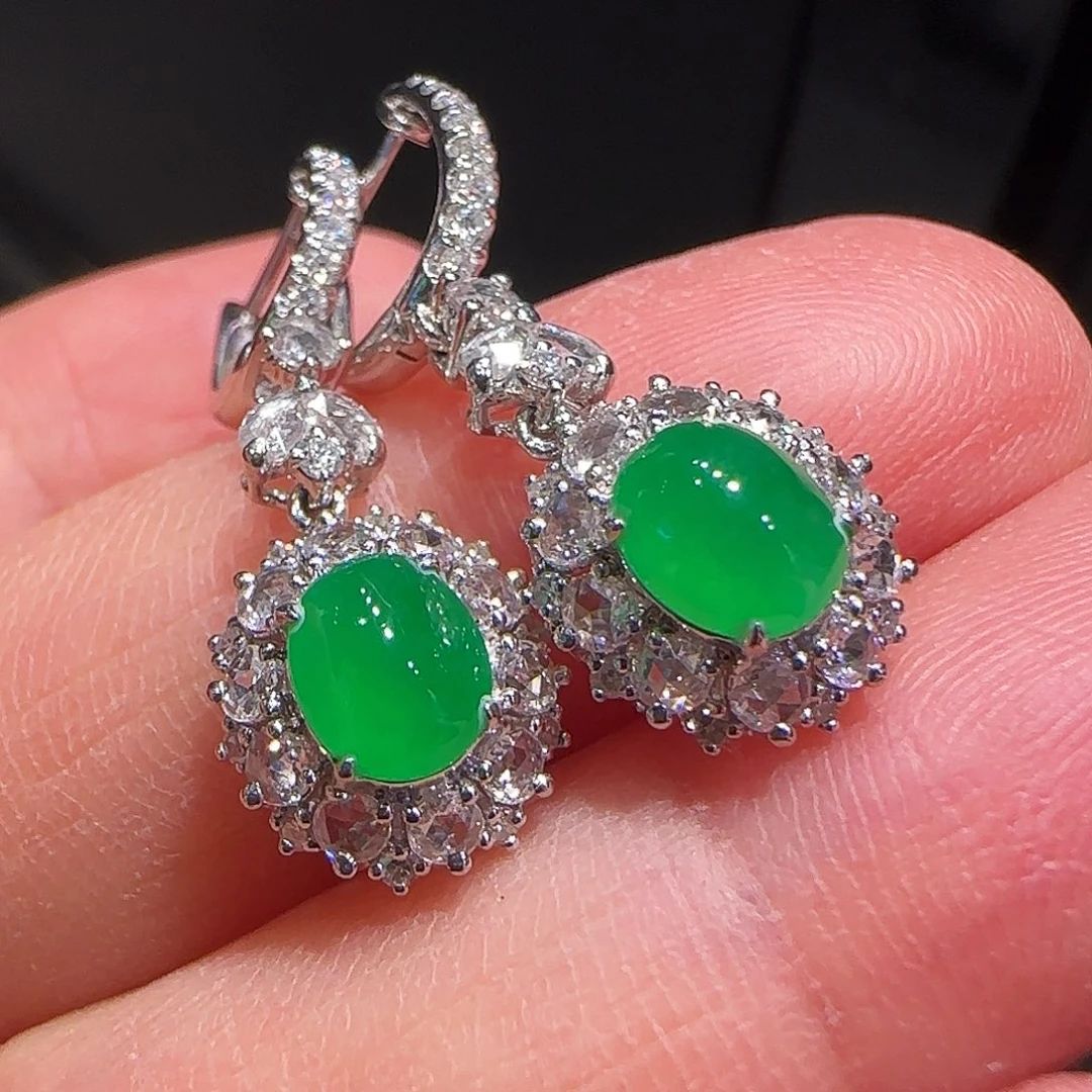 翡翠18K金镶嵌耳饰耳坠