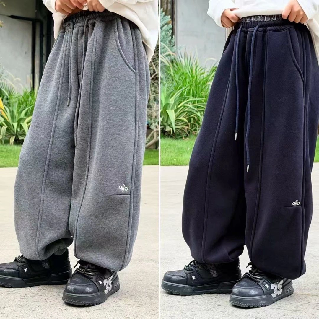 【嘟妈童装】冬季青少年加厚休闲裤2025冬装男孩加绒卫裤5025