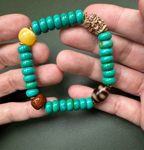 非金属珐琅手链 藏式经典松松手串 s