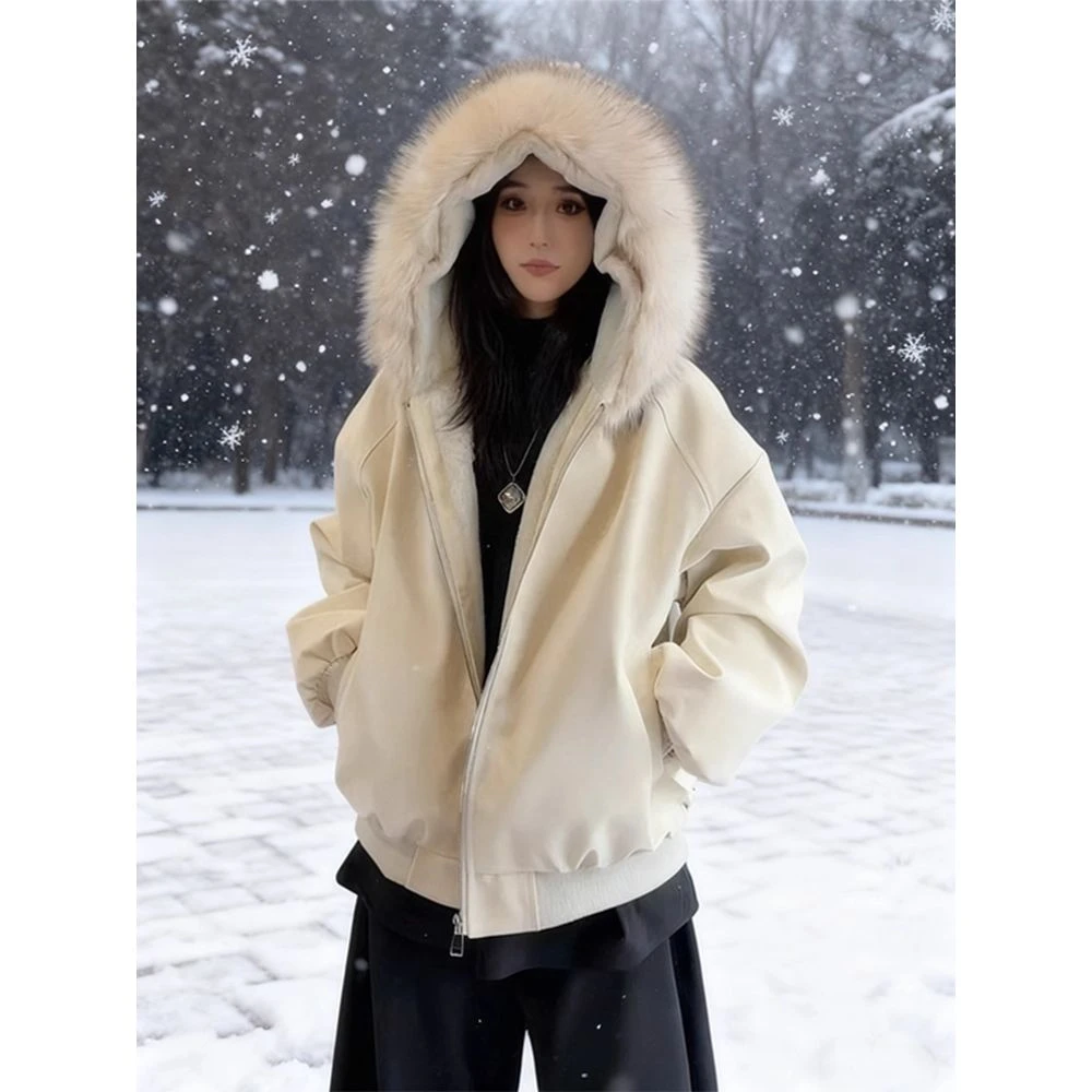 大毛领座山雕棉服男女冬季外套加绒加厚哈尔滨东北百搭通勤防寒服