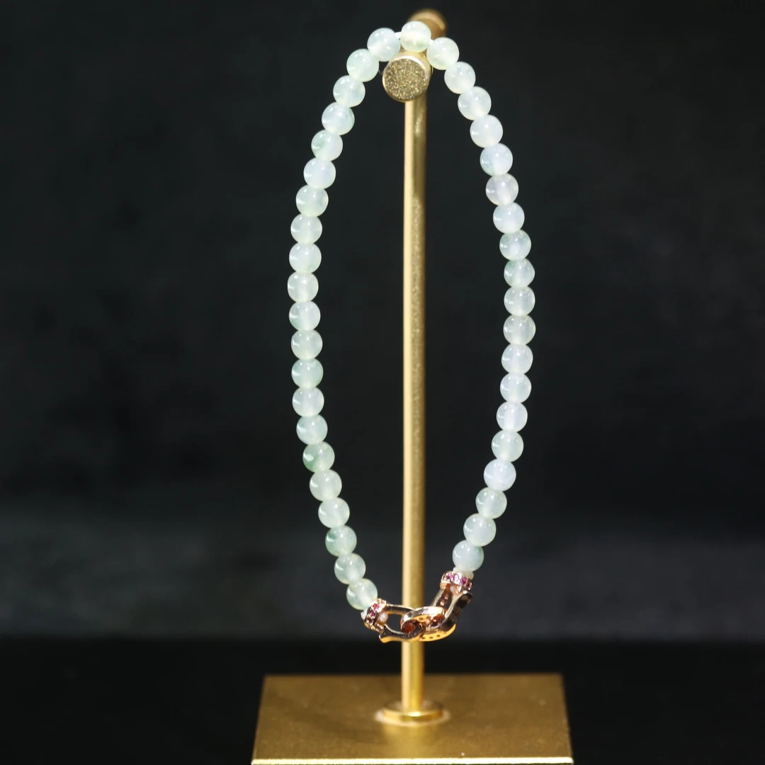 2天然缅甸翡翠A货冰手串/500346/北京银座拍卖