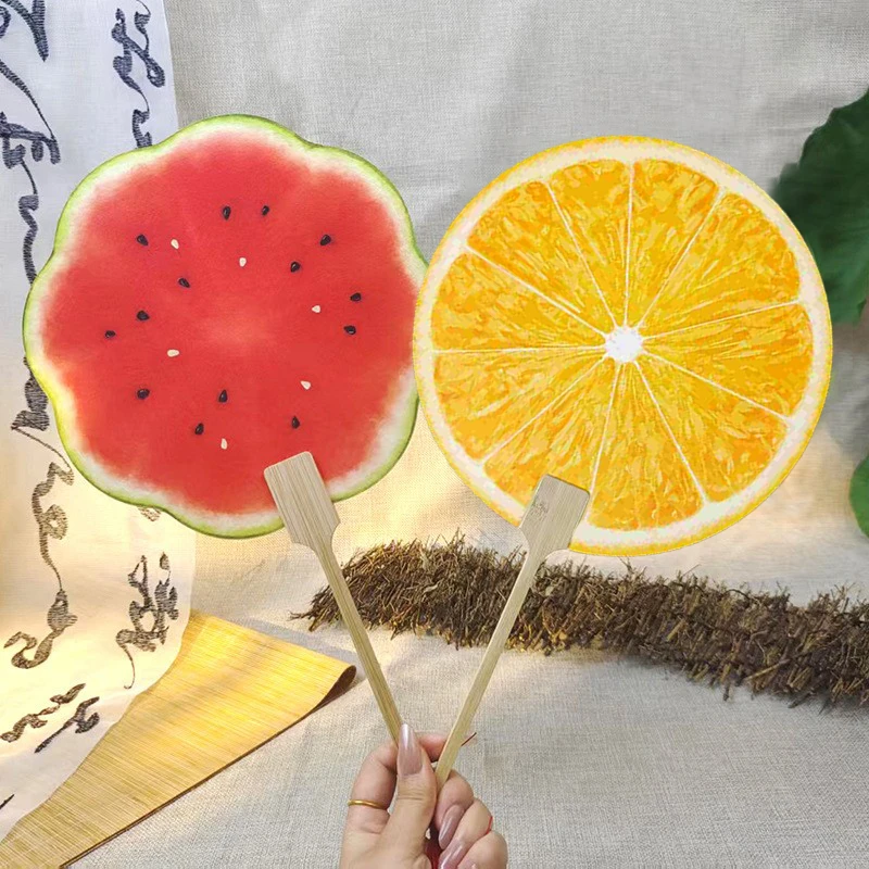 小红书同款手绘风西瓜团扇夏日清凉甜甜扇子送闺蜜礼物暖场桔子扇