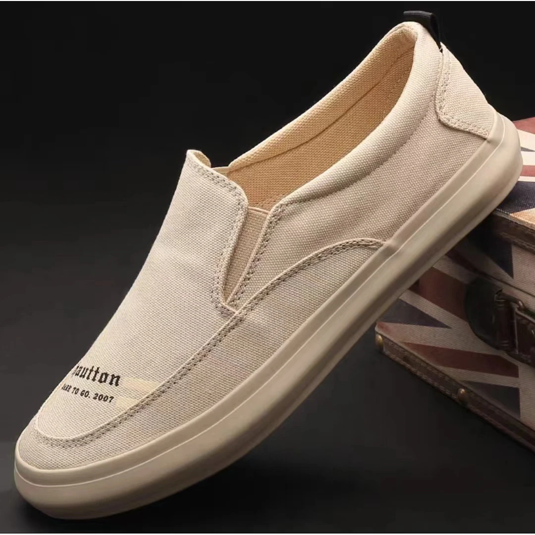 男士夏季帆布鞋百搭透气一脚蹬男鞋时尚新款软底低帮布鞋舒适潮流