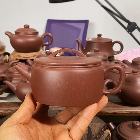 茶壶紫砂宜兴紫砂壶汉瓦原矿紫泥约210毫升