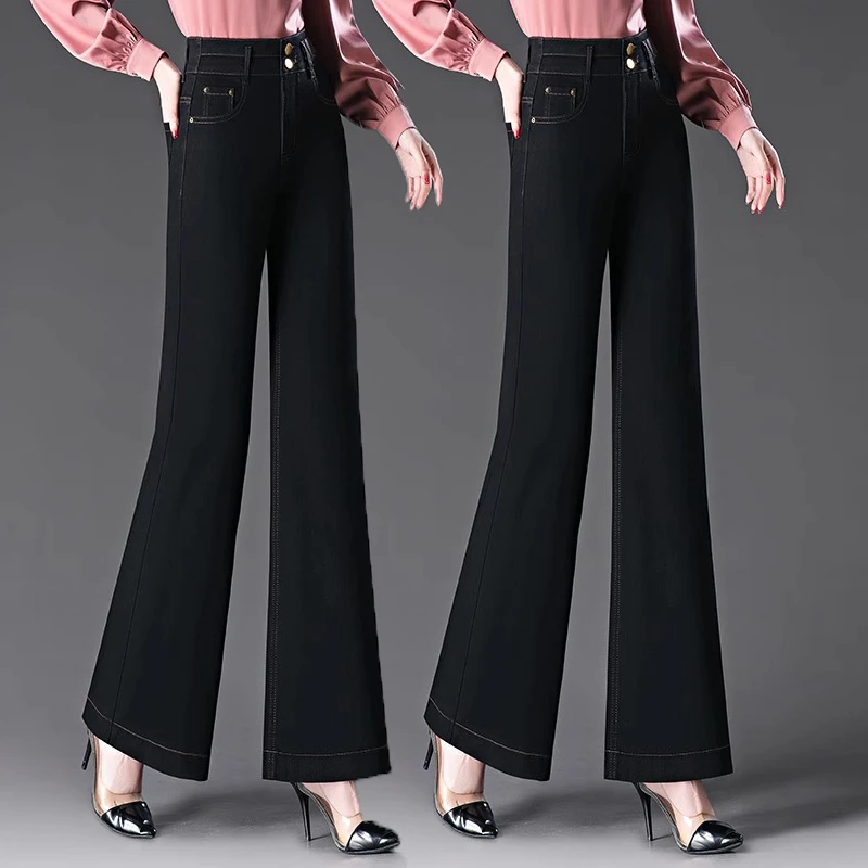 2025新款春季高腰微喇牛仔裤女宽松时尚微喇叭裤多巴安春秋裤子