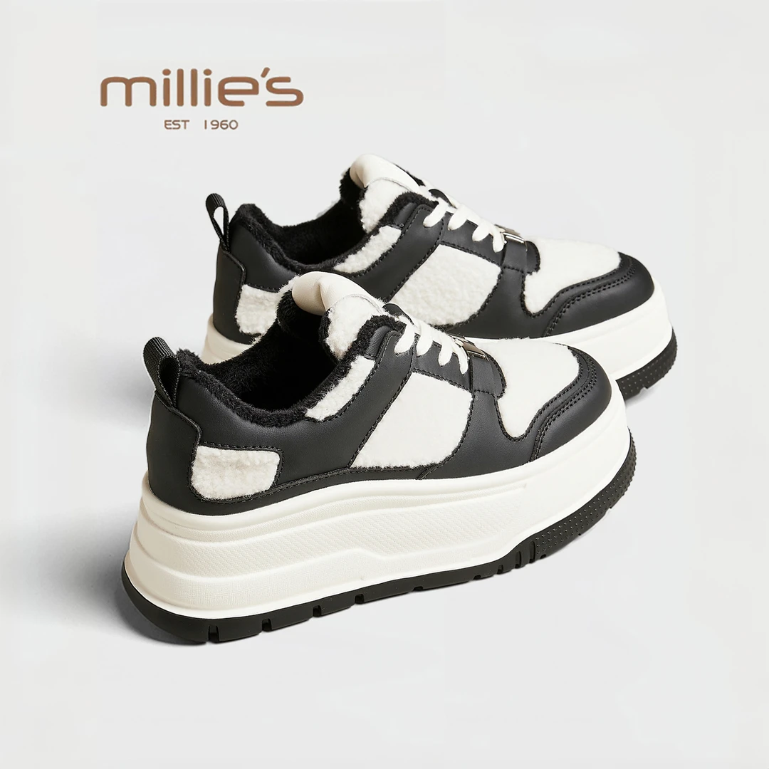 MILLIE'S/妙丽2025新款复古厚底增高女休闲鞋秋冬百搭运动鞋板鞋