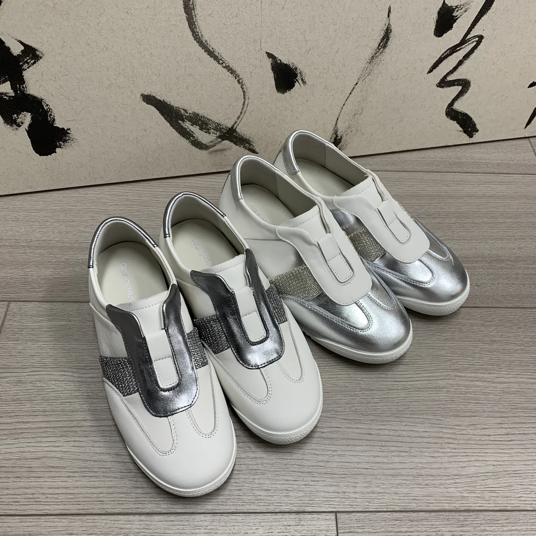 【橙庐】5167-10牛皮休闲拼色一脚蹬德训板鞋 羊皮里羊皮垫内增高