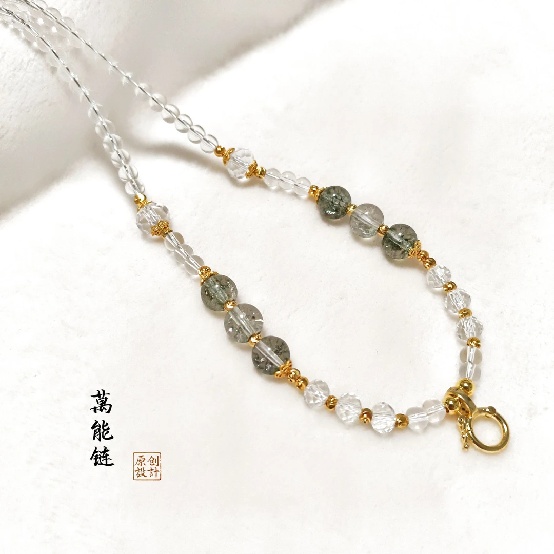 铜琉璃项链 绿幽灵唐卡链万能扣项链佛牌链简约女款饰品小众首饰