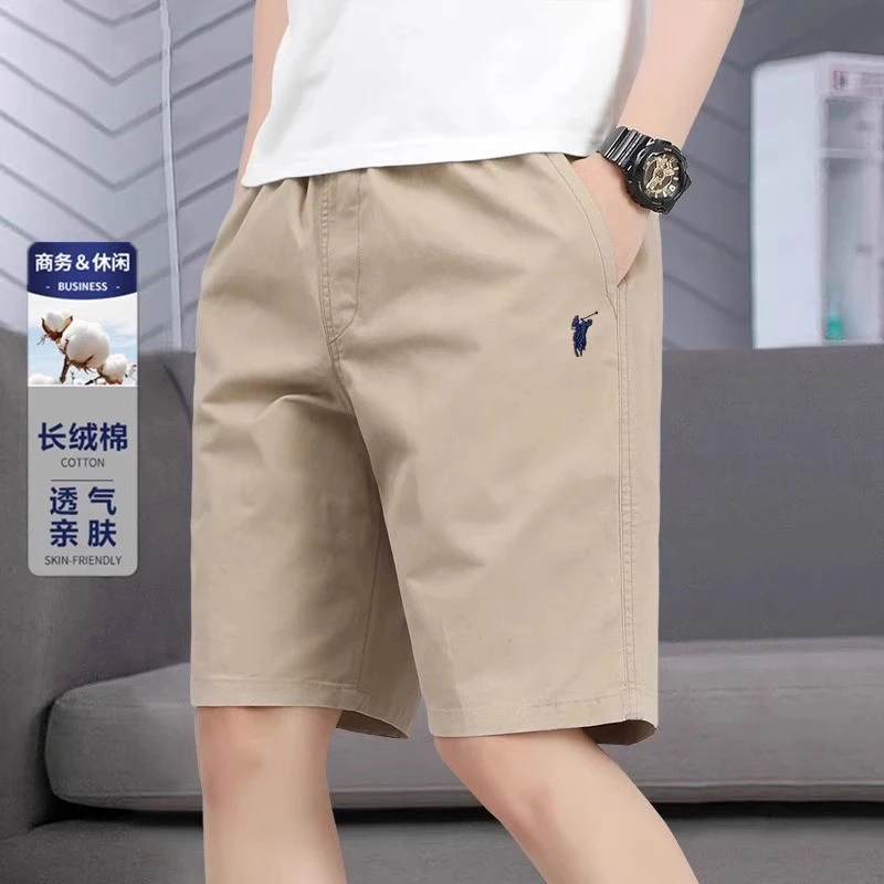 高端保罗纯棉短裤男士2025新款夏季外穿宽松休闲沙滩五分裤子男款