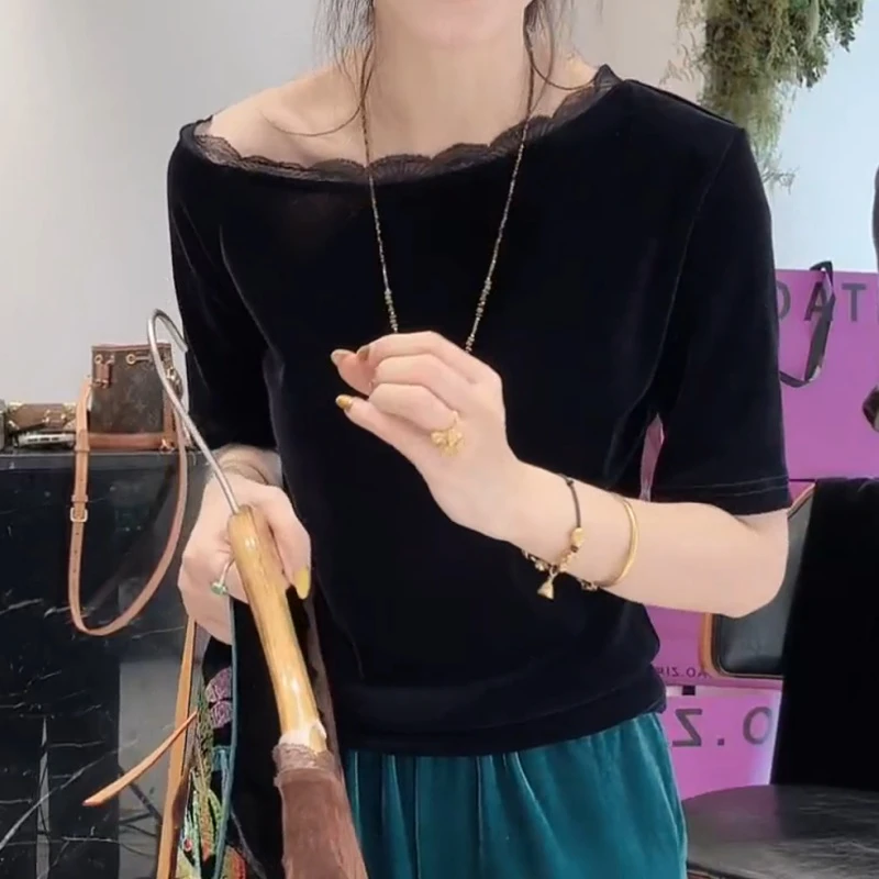 2025秋季新款韩系设计感五分袖显瘦百搭T恤上衣LK2505682