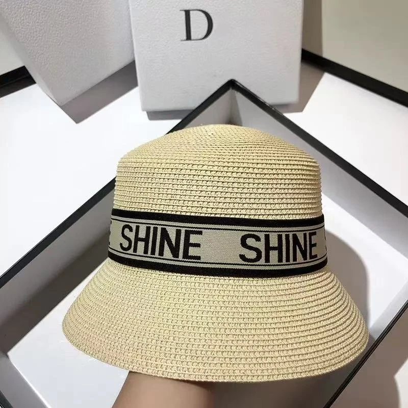 夏日感编织字母草帽