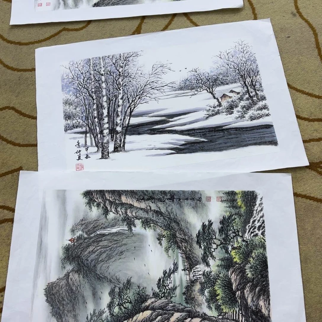 国画八*张文四尺三开四张