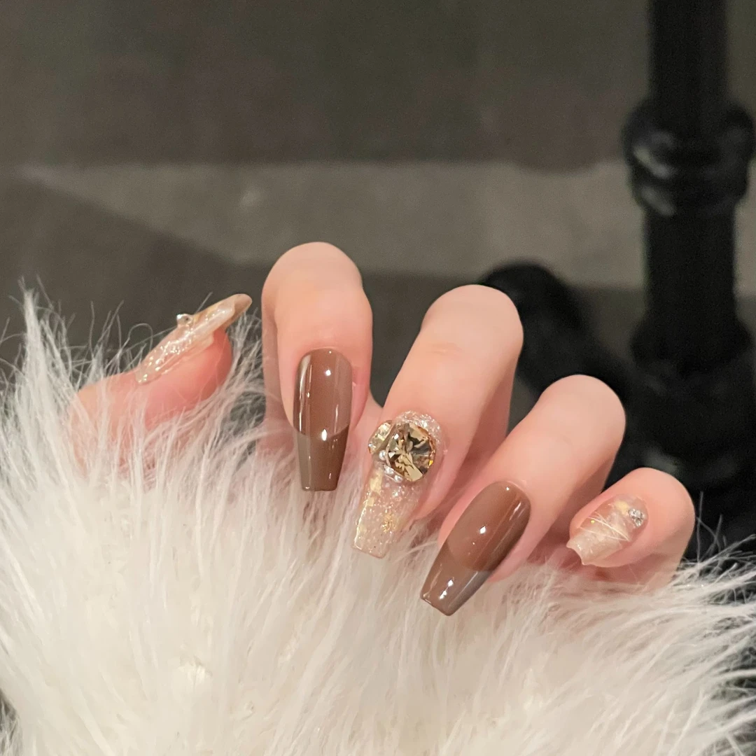 Orange-【秋日银杏】纯手工光疗美甲可拆卸穿戴甲