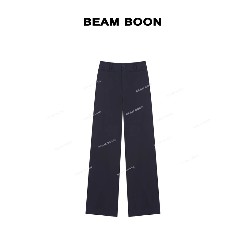 Beam Boon|【椰树裤】奢级云柔立裁挺括口袋高腰松紧通勤直筒裤
