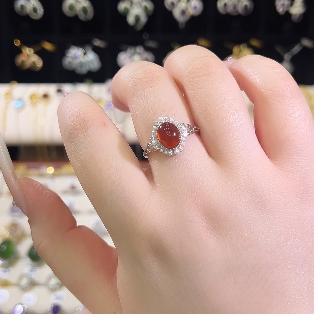 姐***下戒指石榴石银S925镶嵌