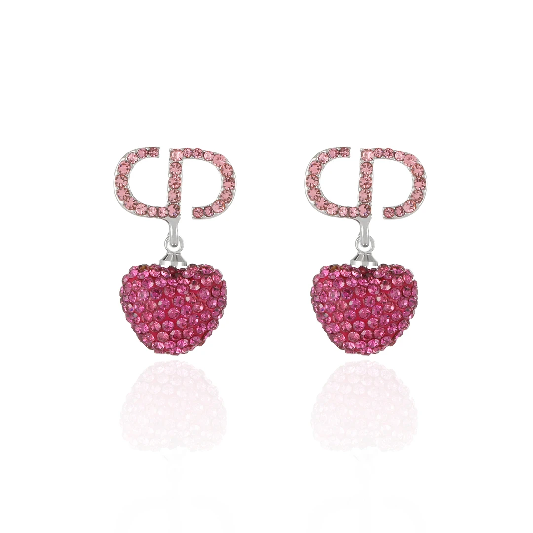 镀k金 925银针 时尚轻奢爱心百搭粉色耳环 1899