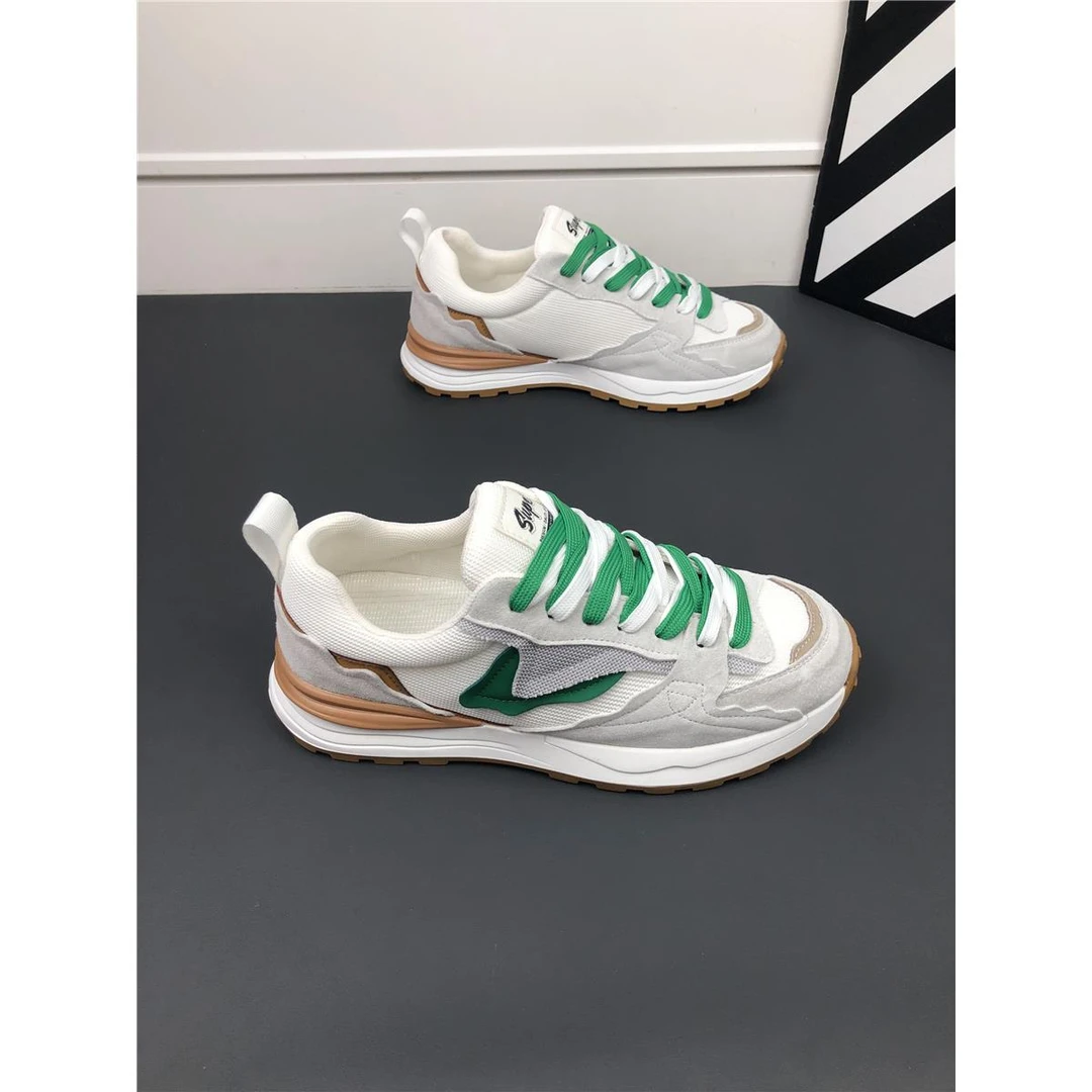 2025夏季新款真皮网布透气时尚运动休闲鞋舒适百搭板鞋网红潮男鞋