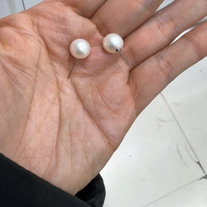 淡水珍珠耳饰银S925镶嵌