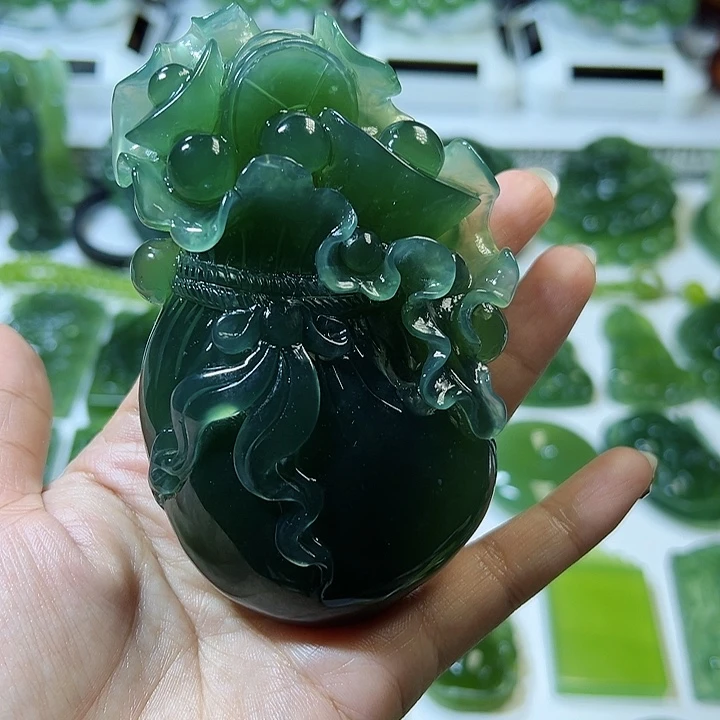 蛇纹石玉手把件未镶嵌用****9