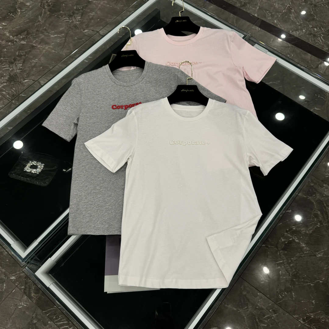 2025新款时尚百搭休闲字母袖短袖T恤-25827