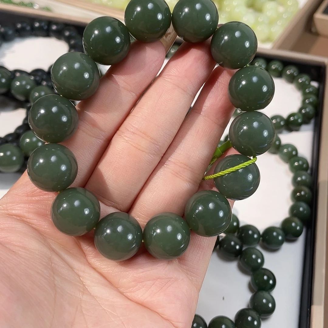 和田玉手链未镶嵌新疆瓷蓝 16