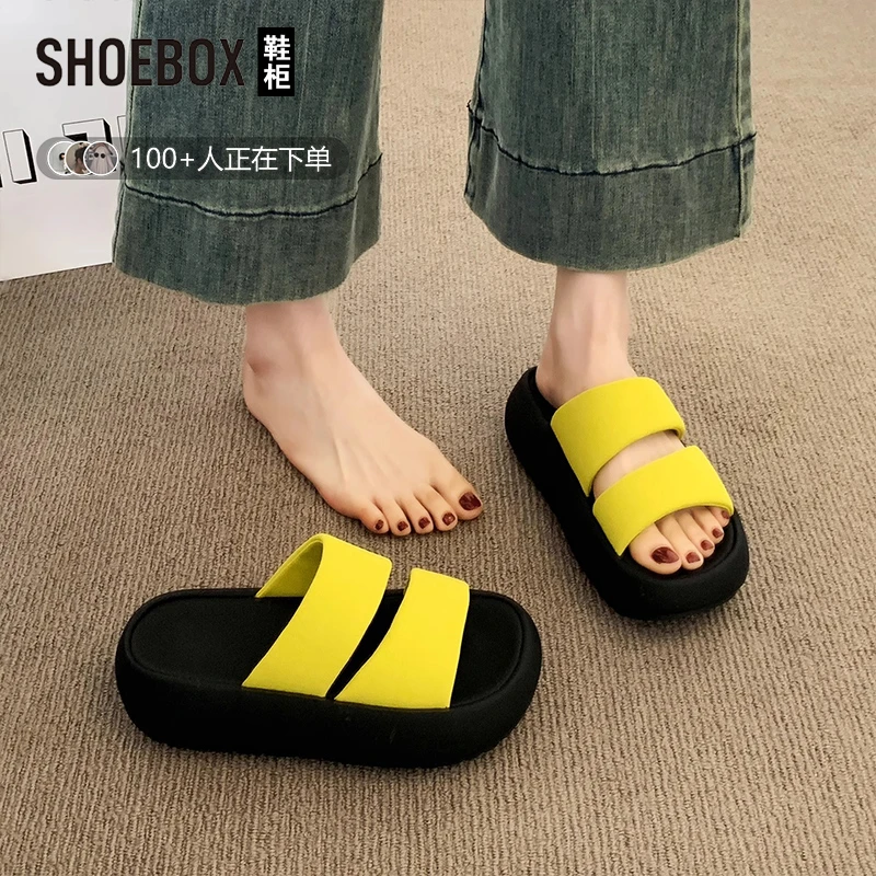 SHOEBOX鞋柜凉拖鞋女夏外穿2025新款厚底一字拖高级感女士凉拖