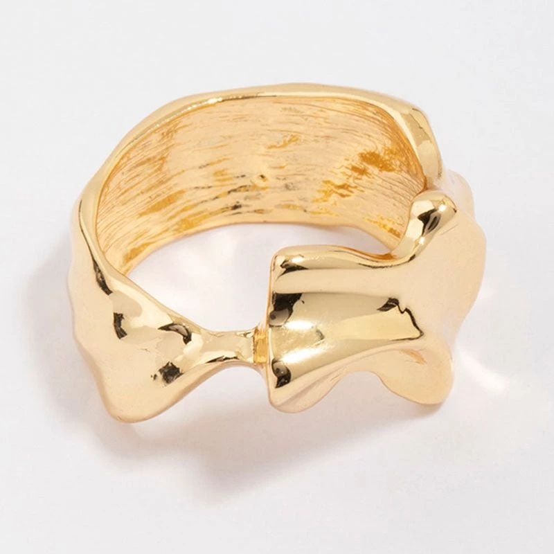 合金玻璃戒指 Lovisa镀金不规则纹理戒指洋气摩登金属时尚指环
